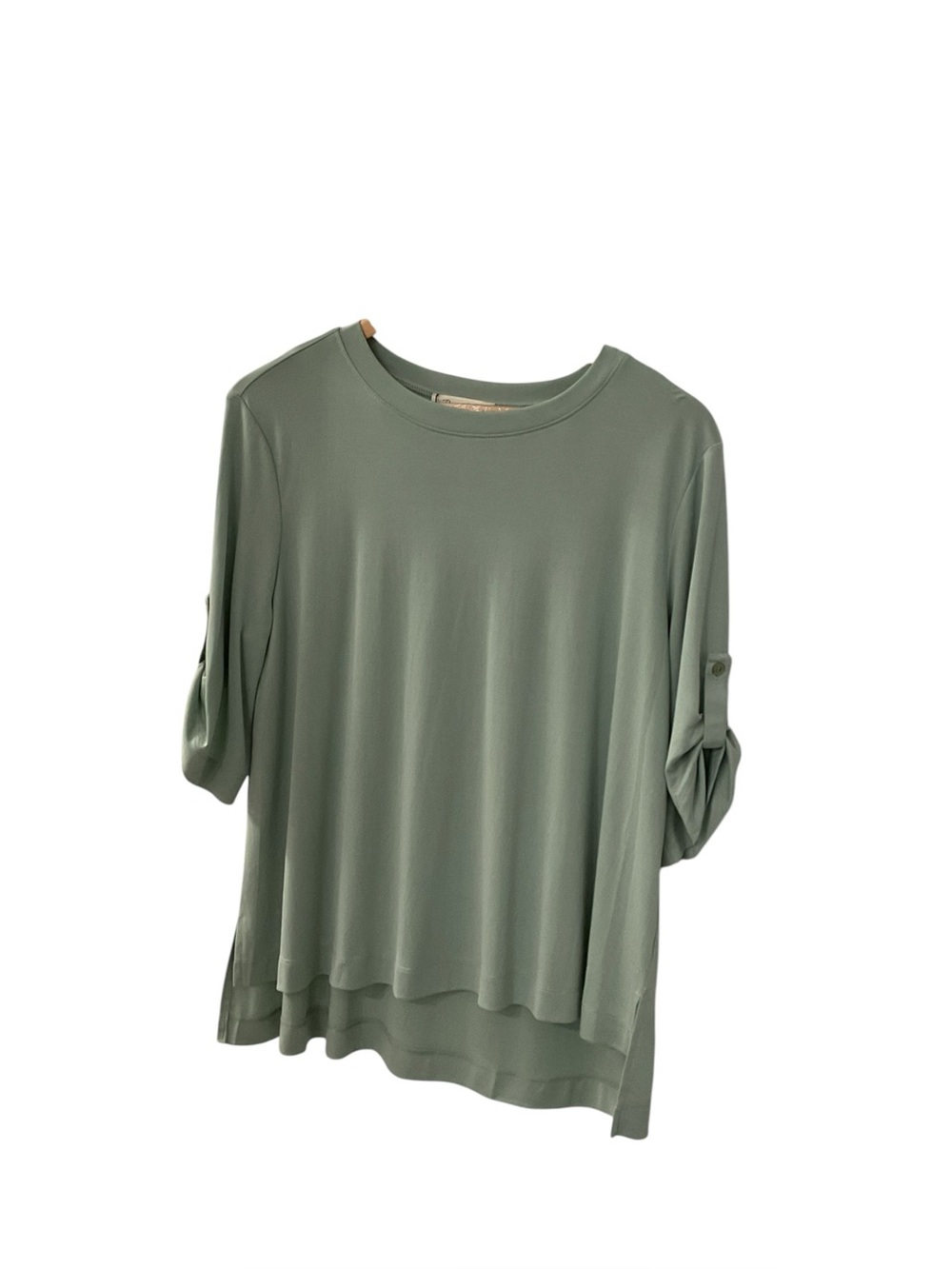 Relaxed Roll-Sleeve Top in Sage Green Doe & Rae